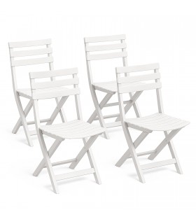 Pack 4 Sillas Plegables, Resina, Acabado Madera Rugoso, 41x44x78 cm, Respaldo Sólido, Máx 120 Kg