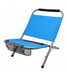 Silla de Playa Plegable, con Asa para Transportar, Estructura de Hierro, Tela de Loneta Impermeable, 62x47x47 cm