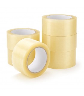 Pack 6 Rollos Cinta Adhesiva de Embalar, Transparente, Gran Resistencia, 48mm Ancho, para Mudanzas y Envíos