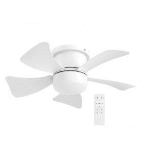 Ventilador de Techo con Luz, 5 Aspas, ABS, Luz CCT 10W, Blanco, 15W, Ø46 cm, 4 Velocidades, Máx 240V