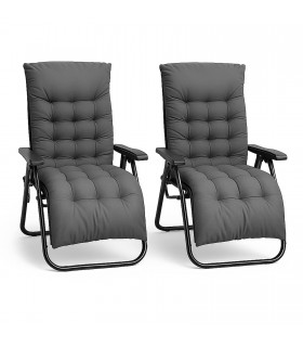 Pack 2 Tumbonas Jardin Exterior, Negro, Poliéster, Acero y PP, 110x93x65 cm, Plegable y Reclinable, Máx 100Kg