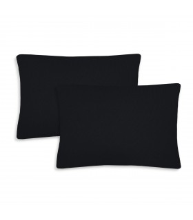 Pack 2 Fundas de Cojin, Loneta Suave (40 x 60 cm, Negro)