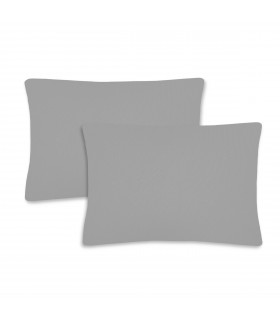 Pack 2 Fundas de Cojin, Loneta Suave (40 x 60 cm, Gris)