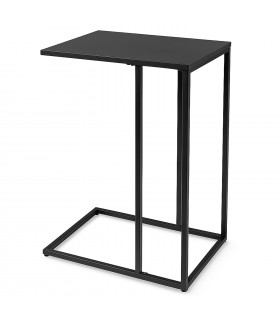 Mesa Auxiliar, para Salón, 40x30x58 cm, Negro, Metal con Acabado Anticorrosivo, Forma de C