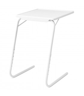 Mesa Auxiliar, Ajustable, Inclinación 3 Alturas, 52x40x55-73.5 cm, Blanco, Polipropileno PP, Patas Ajustables 6 Alturas