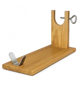 Jamonero, Diseño Medialuna, Madera Maciza con Herrajes Metálicos, Natural, 39.5x16.5x22.5 cm, Rectangular