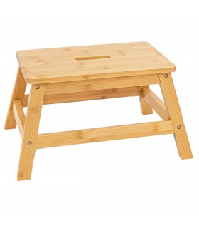 Taburete Escalera 1 Peldaño, 100% Bambú, 47x 33.5x26 cm, Color Natural, Requiere Montaje, Peso Máx 150 Kg