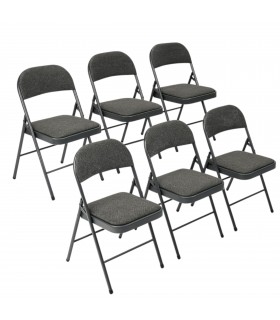 Pack 6 Sillas Plegables, Metal y Tela, Asiento Acolchado, 46.5x46.5x79.5 cm, Peso Máx 110 Kg
