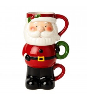 Taza de Cerámica Papá Noel, Conjunto de 3 Tazas, Cerámica, 24x11x14 cm
