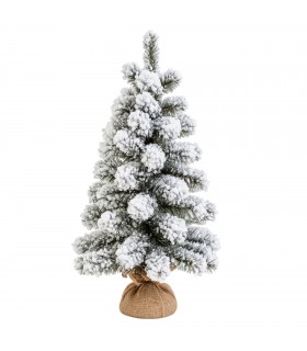 Arbol de Navidad Nevado de Sobremesa, Verde y Blanco, Ø38x60 cm, PVC y Polietileno, Decoracion Navidad