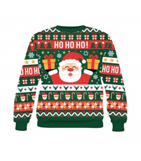 Jersey Navideño Niño, 100% Poliéster, Estampado Navideño, Cuello Redondo, Manga Larga