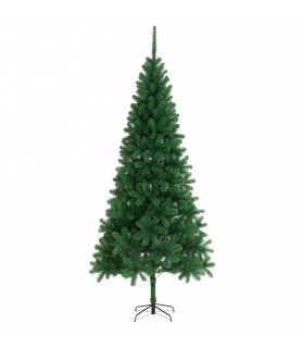 Arbol de Navidad, PVC y PE, Soporte de Metal, Color Verde Clásico, Aspecto Realista