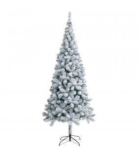 Arbol de Navidad Nevado, PVC y PE, Soporte de Metal, Verde y Blanco, Aspecto Realista