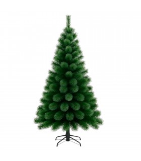 Arbol de Navidad Mugo, PVC y PE, Súper Verde, Soporte de Metal, Aspecto Realista