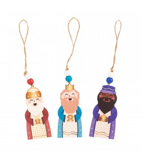 Reyes Magos, Madera, Multicolor, Decoracion para Arbol y Hogar Navidad