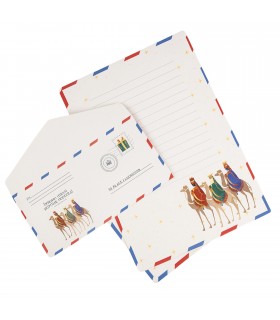 Juego de 2 Cartas con Sobre Reyes Magos, Tamaño A4, Accesorios Navidad