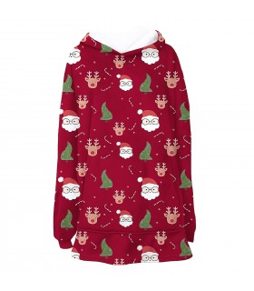 Manta Sudadera Papá Noel, Microfibra 100% Poliéster, Talla Única, Estampado Navideño