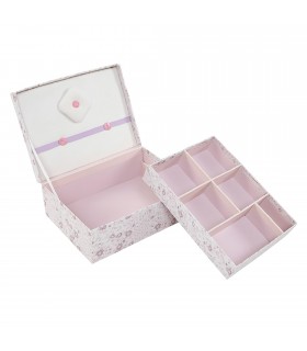 Caja Costura, 6 Departamentos, Cartón, Estampado Multicolor, 20x15x8 cm