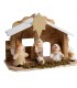Belén Infantil Navidad, 1 LED, Figuras de Cerámica y Base de Madera Chapada con Hierbas, 22x15 cm, Incluye 2 Pilas LR44