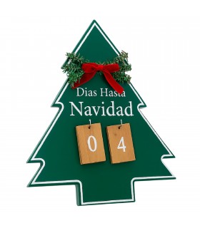 Arbol de Navidad con Calendario, Madera, 30x26 cm, Incluye Guirnalda, Adornos Navidad