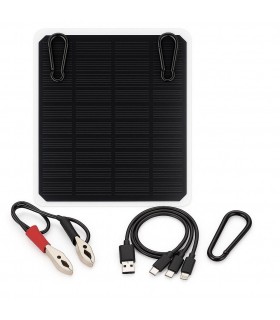 Panel Solar Portátil 10W, Salidas USB y DC, Incluye Cable USB 4 en 1, IPX7, Ideal para Actividades al Aire Libre
