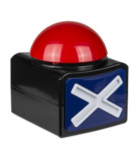 Buzzer con LED y Sonido, Rojo, Azul y Negro, 9.6x11x12 cm, Plástico ABS, Funciona con 2 Pilas (AA)