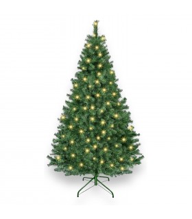 Arbol de Navidad, Efecto Realista, Verde Clásico, Estructura de Metal con Pie Metálico