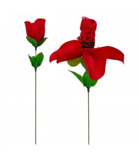 Rosa con Tanga, Rojo, Talla Única, 100% poliéster, Longitud Rosa 45 cm, Tanga de Encaje