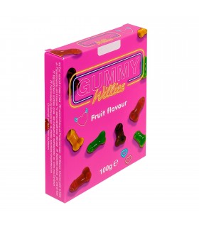 Gominolas Forma de Pene, Multicolor, Sabor a Fruta, 100 g