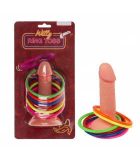 Juego de Lanzamientos de Anillas, 6 Anillas de Colores, Forma de Pene, Plástico sin BPA, 15 cm, Multicolor