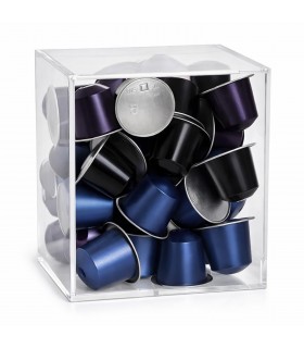 Dispensador Cápsulas de Café, 13x12x13 cm, Compatile con Nespresso y Dolce Gusto, Acrílico, 40 Cáps