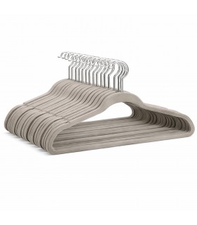 Pack 12 Perchas Ropa, Terciopelo, 44x6x23 cm