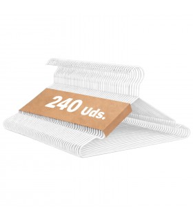 Pack 240 Perchas de Ropa, Metal, Resistente a la Humedad, 40.6x20.5 cm, Máx 5 Kg