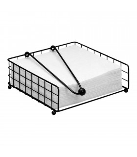 Servilletero, Metal, Negro Mate, Cuadrado, 19x19x7 cm, Porta Servilletas para Mesa y Cocina