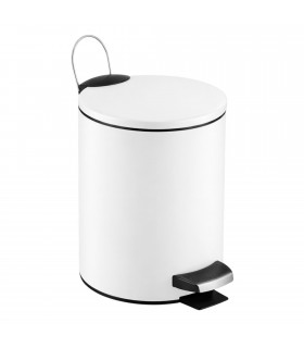 Papelera de Baño Metálica, 3L, Acero Inoxidable, Tapa Basculante con Pedal, 16.8x23.5 cm
