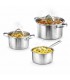 Set de 3 Cacerolas con Tapa de Cristal, Acero Inoxidable y Aluminio, 1.4L, 1.8L y 2.8L