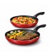 Set de 2 Sartenes de Aluminio Antiadherentes, 22,5 y 26,4 cm, para Todo Tipo de Cocinas, Mango Ergonómico