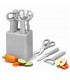 Set de Cocina 5 Piezas con Soporte, Acero Inoxidable y PP, Gris