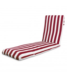 Cojín para Tumbona de Jardín, Fibra Acolchada, Funda Lavable con Cremallera, 180x50x5 cm, Cintas y Capucha de Sujeción