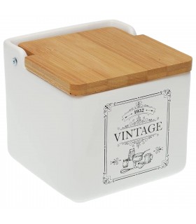 Salero de Cocina, Cerámica con Tapa, 12,2 x 12,2 x 11,5 cm, Adele