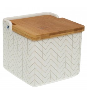 Salero de Cocina, Cerámica con Tapa, 12,2 x 12,2 x 11,5 cm, Eris