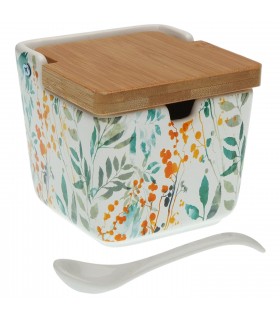 Azucarero de Cocina, Cerámica con Tapa, 11,2x11,2x10,3 cm, Acuarela