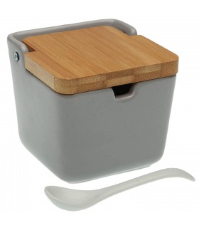 Azucarero de Cocina, Cerámica con Tapa, 11,2x11,2x10,3 cm, Gris