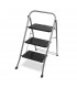 Escalera Plegable, Metal, Plata y Negro, máximo 150 kg, Antideslizante (3 Peldaños)