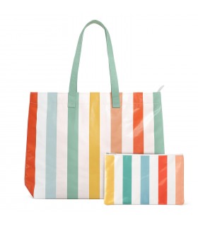 Pack de Bolso y Neceser Playa, Plástico HDPE, 52x28 cm y 28x21 cm, Impermeable