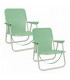 Pack de 2 Silla Playa Plegable, Aluminio y Textileno, 54x54x25/63 cm, Verde Agua, Máximo 90Kg