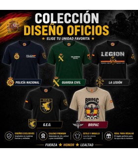 Camisetas de Diseño Oficios: Policía Nacional, Guardia Civil, Legión, Geo, Bripac