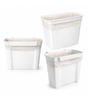 Cubo de Basura para Puerta de Cocina 4L, Colgante con Soporte, Plástico Resistente, Blanco