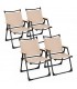 Pack 4 Silla Plegable Camping, 47x53x76 cm, Metal y Tejido Oxford Resistente, Ligera, Reposabrazos de Madera
