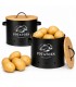 Caja para Patatas con Tapa de Bambú, Ventilado para Almacenamiento, 22.5x28x21.5 cm